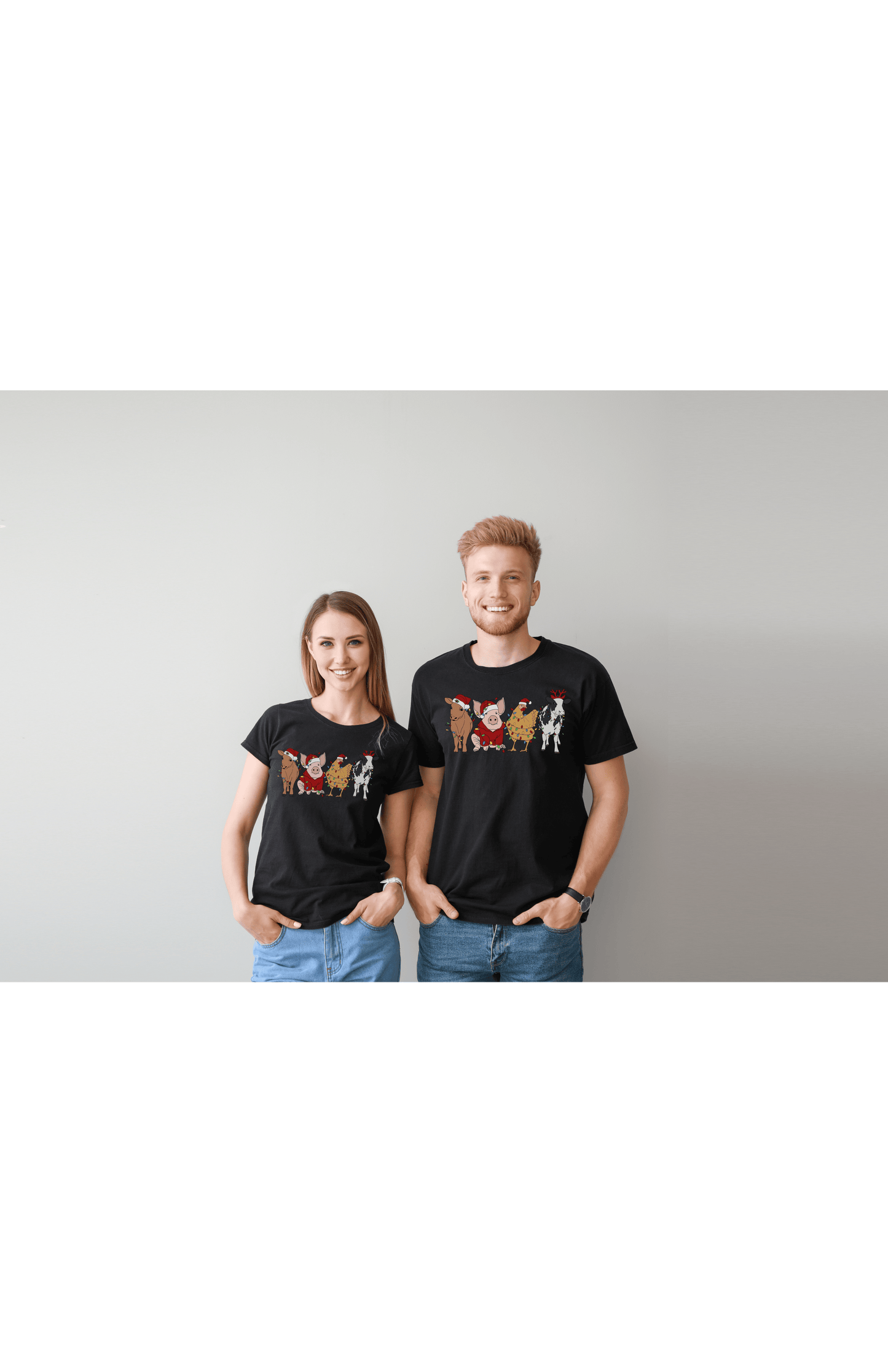 Christmas Farm Animal Black T