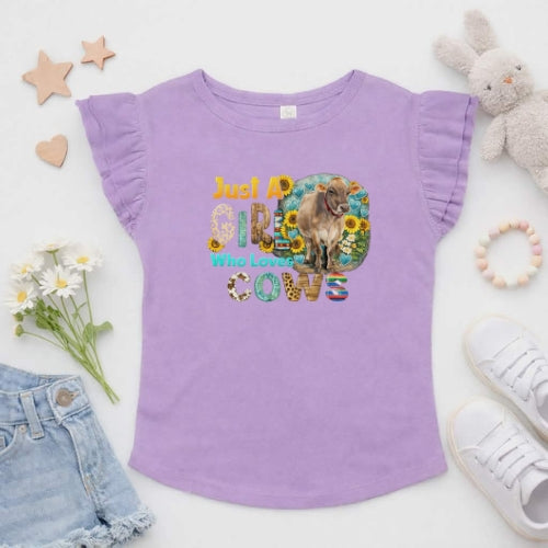 Just a girl who loves cows Flutter Sleeve T-Shirt