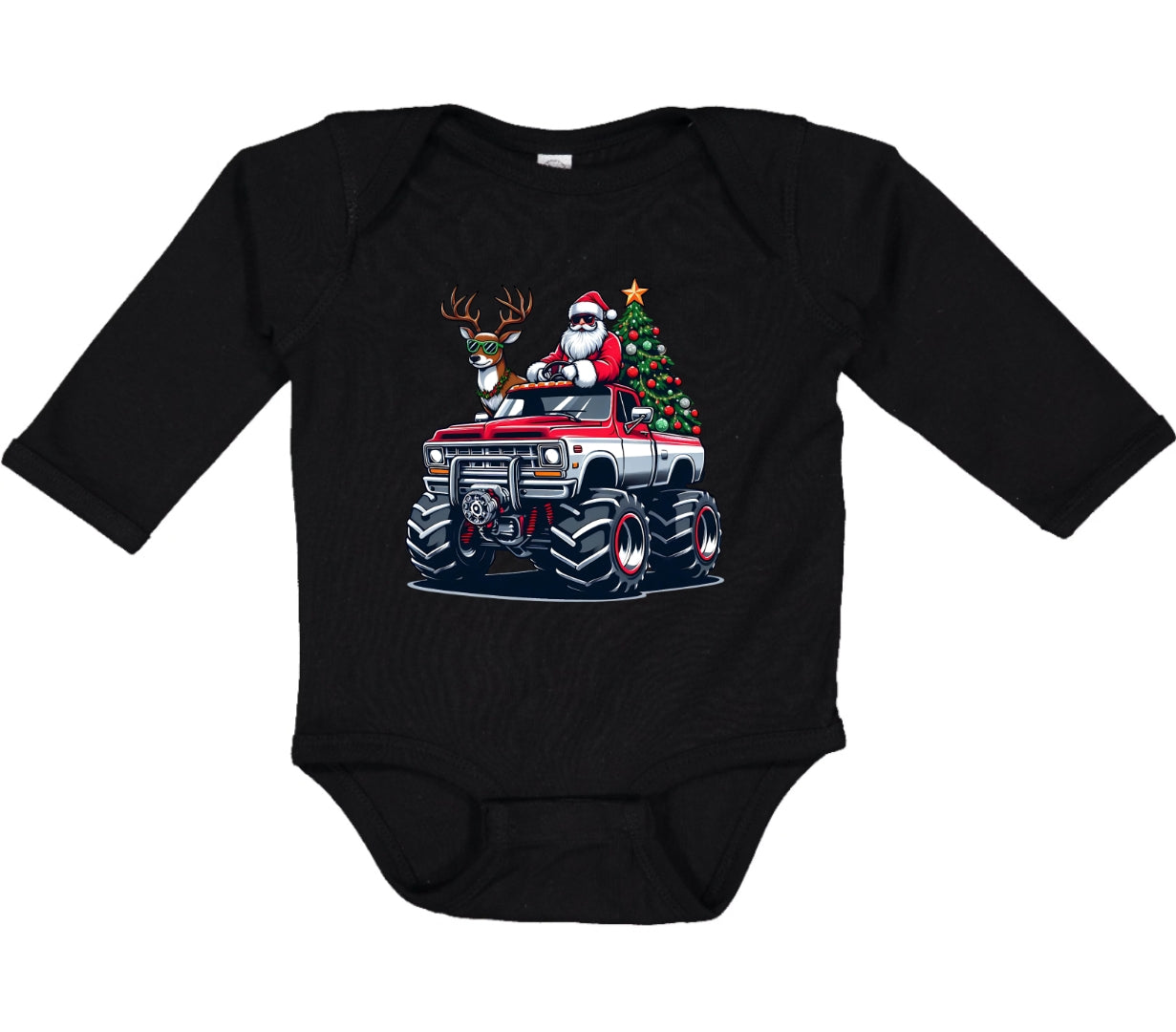 Christmas Monster Truck Infant Longsleeve Onesie