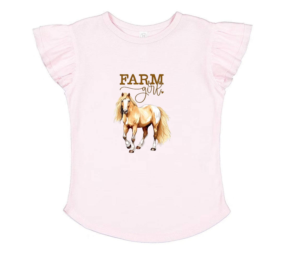 Flutter Sleeve Horse (Ballerina Pink) T-Shirt "Farm Girl"