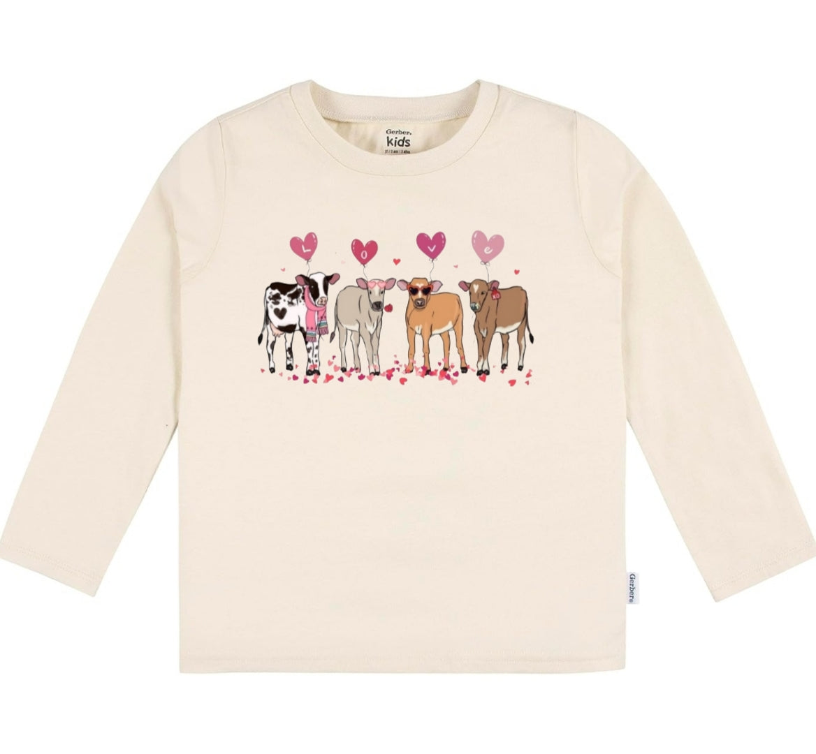 Valentine's Cows Longsleeve Toddler / Youth Girls