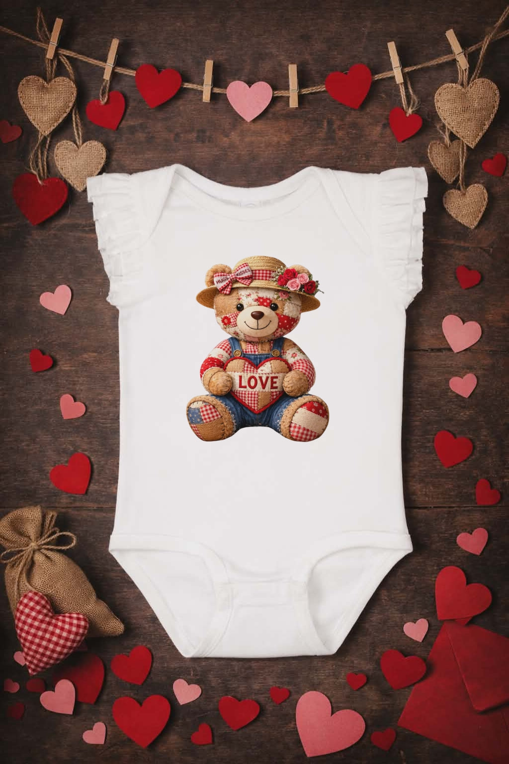 Love Quilt Teddy Bear Onesie