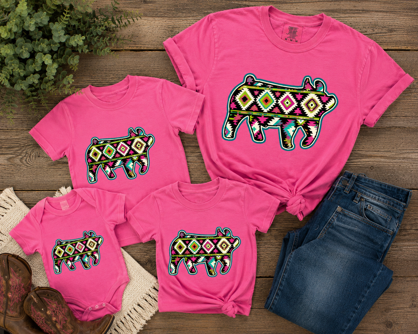 Aztec Show Pig Shirt Neon