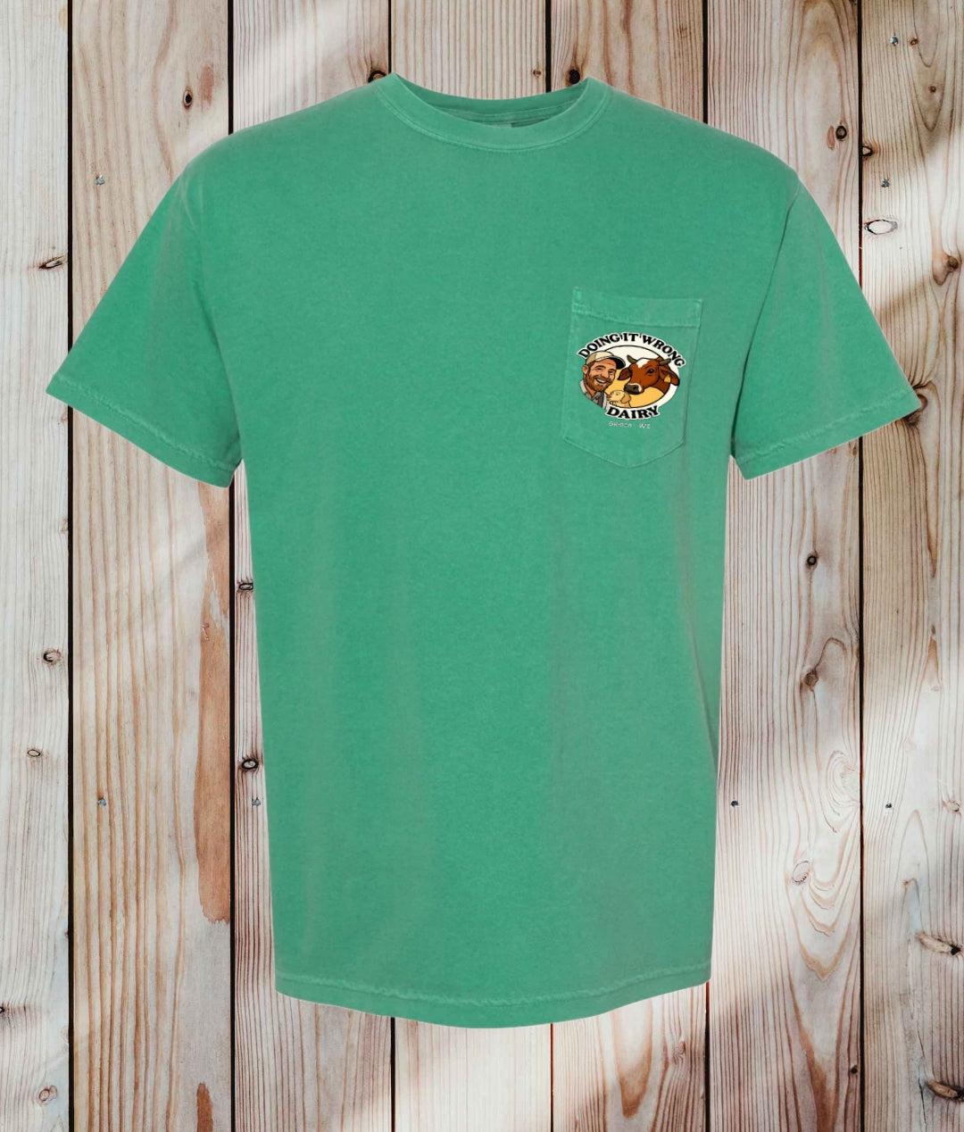 Comfort Colors 6030CC Pocket T - Doing it Wrong Dairy Apparel, Green