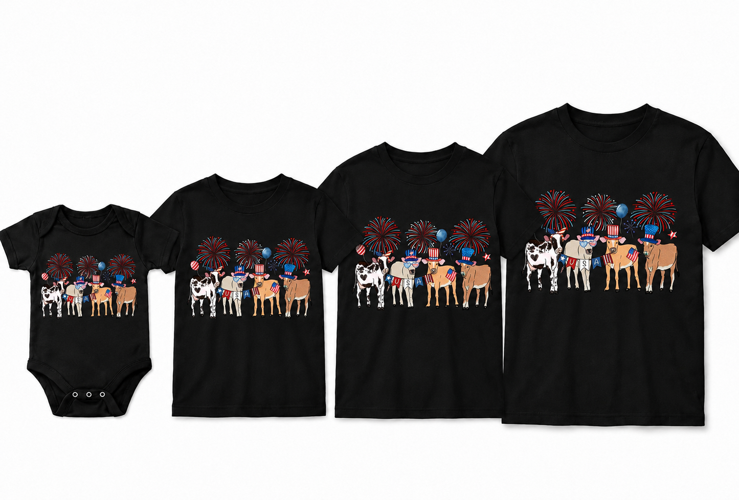 Patriotic Cow Shirt ~ Fireworks 🎆