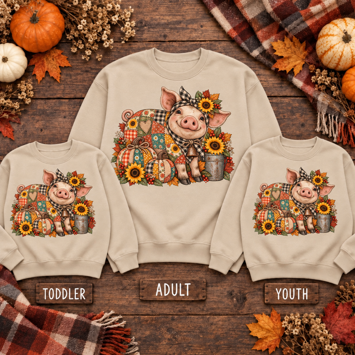 Fall Patchwork Pig T-Shirt / Sweater