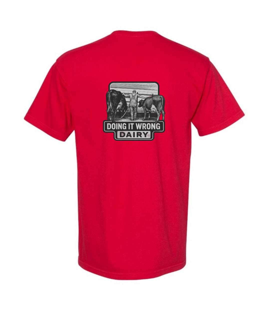 Comfort Colors 6030CC Pocket T - Doing it Wrong Dairy Apparel, Red