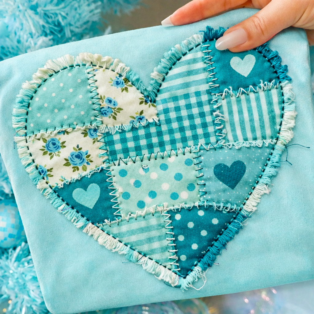 Patchwork Toddler/Youth/ Adult T ~♡Teal Heart♡