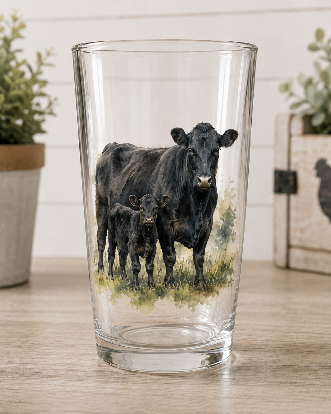 Black Angus Drinking Glass