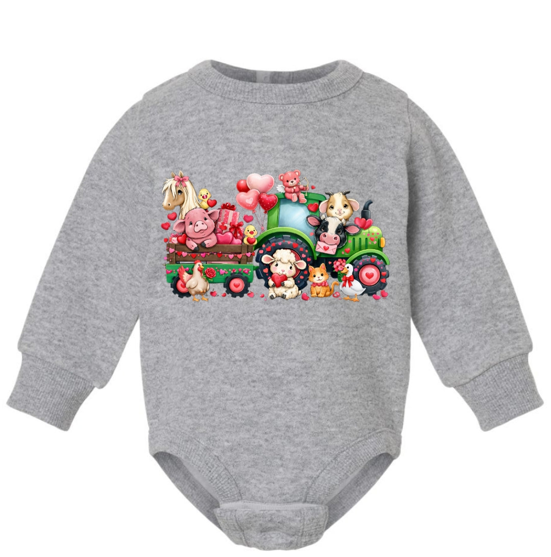 Be My Valentine Infant Onesie Farm Animals
