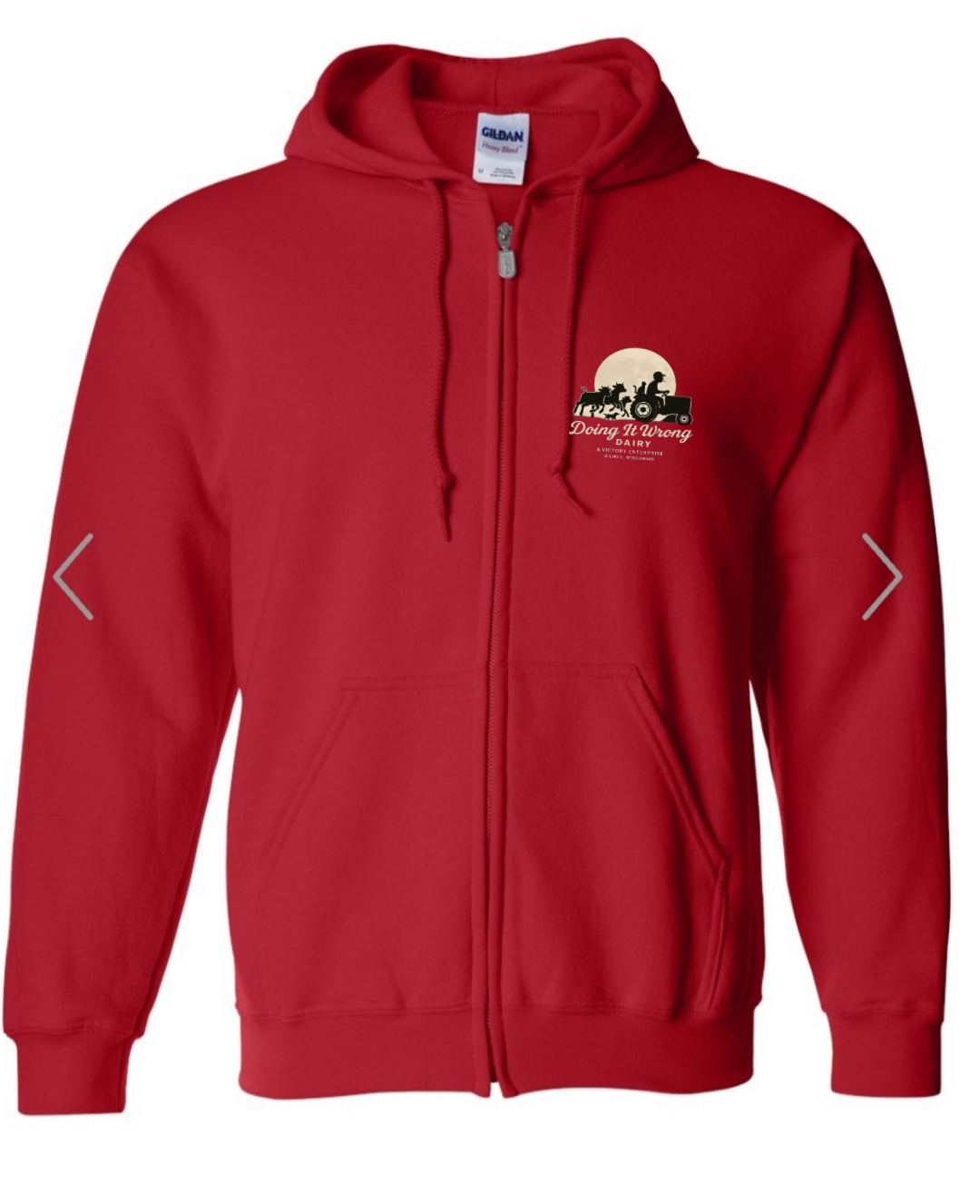 Gildan
Unisex Heavy Blend™ Full-Zip Hooded Sweatshirt - 18600 Doing It Wrong Dairy, Tractor Animals Chasing Logo