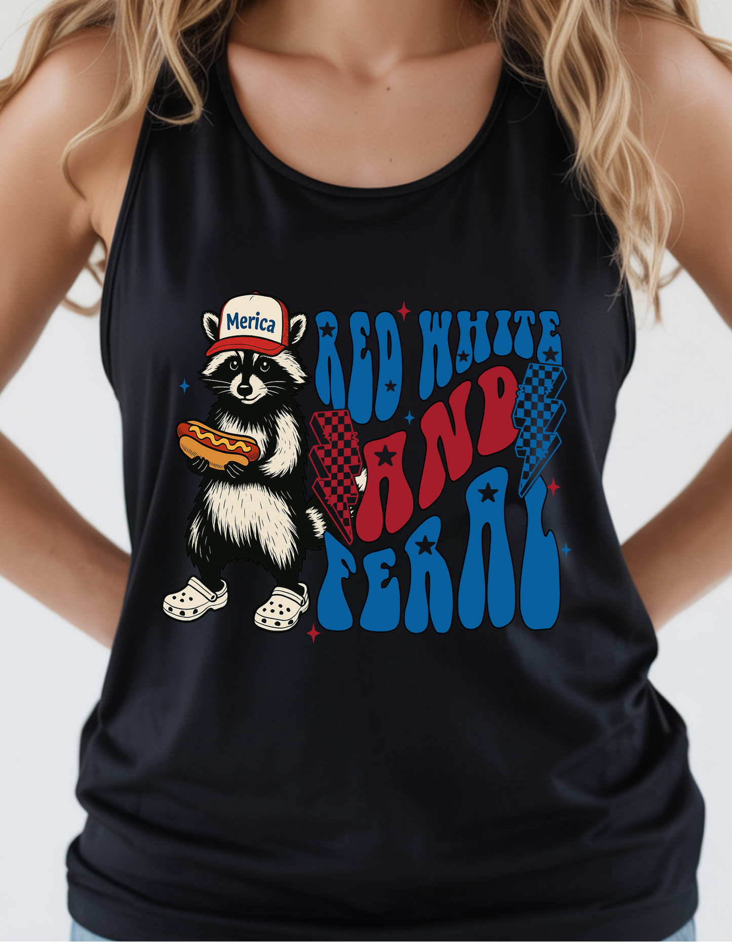 Red White & Feral Women's Tank Top ~ 4th Of July Theme πΊπΈπΊπ²