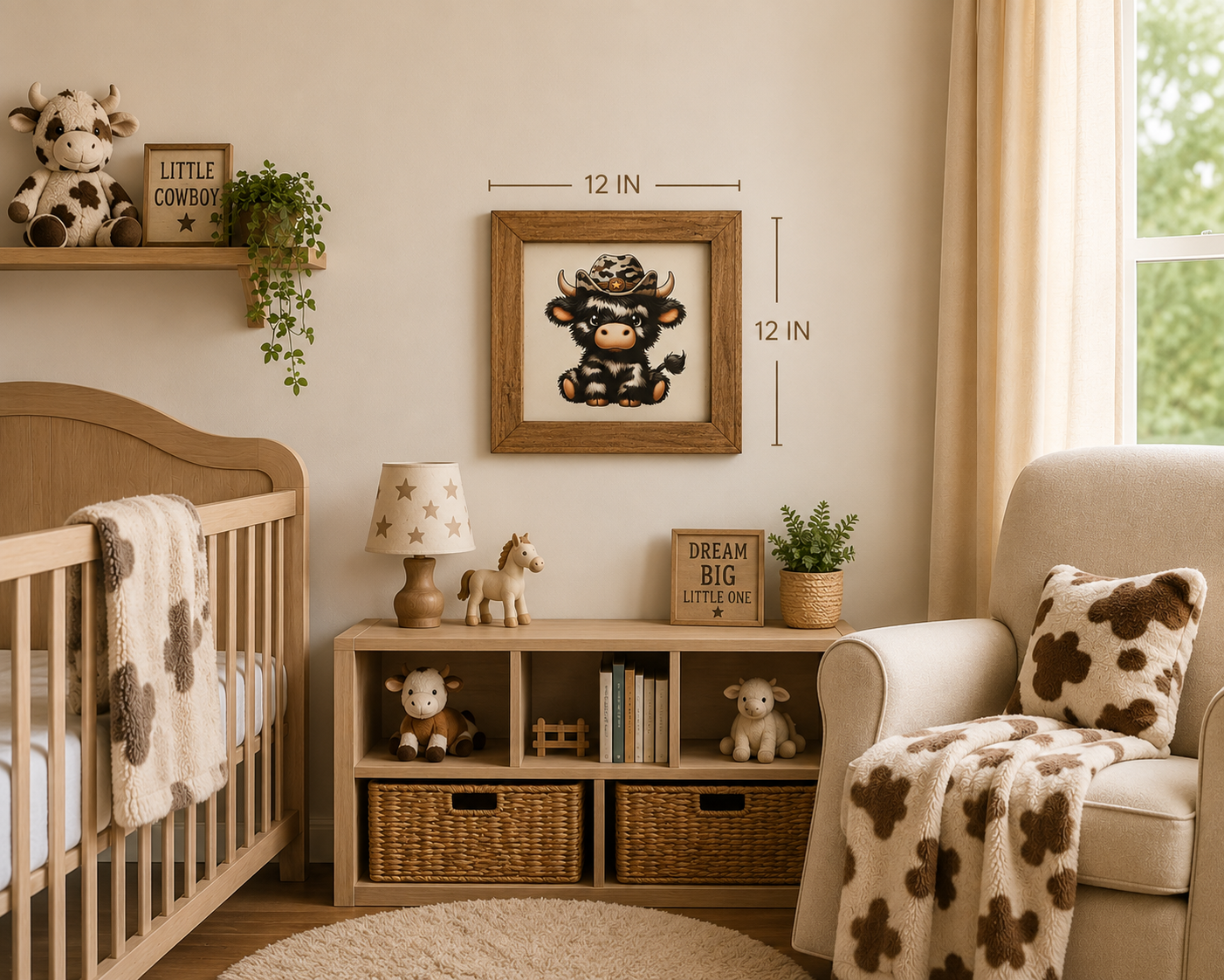 Framed Cute Highland Calf Canvas Decor