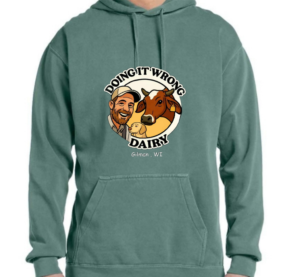 Comfort Colors Hoodie- Doing It Wrong Dairy-Light Green