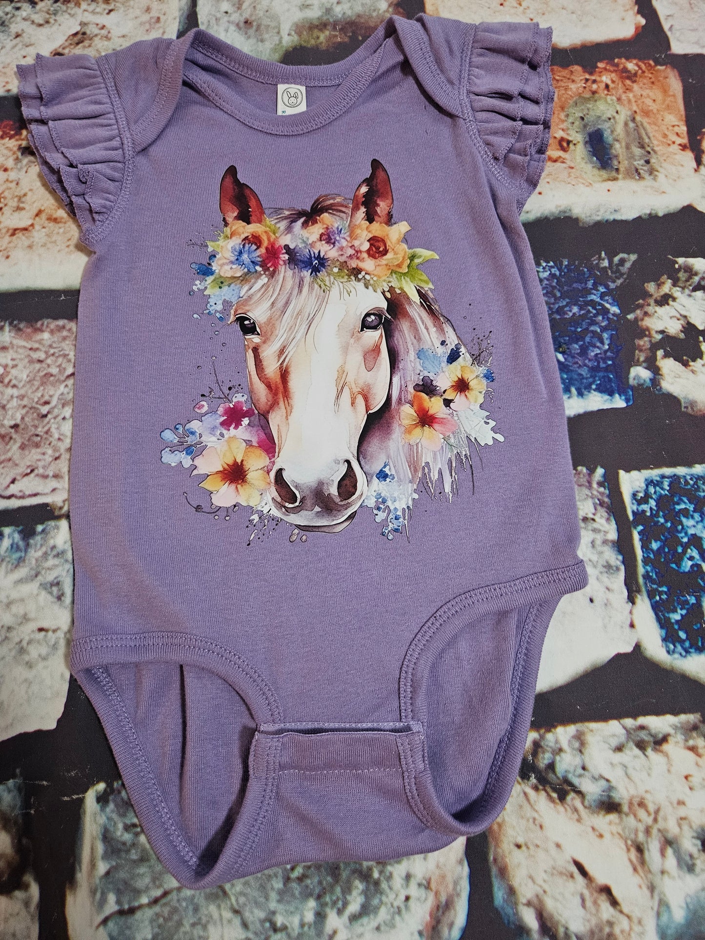 Flutter Sleeve Purple Horse T