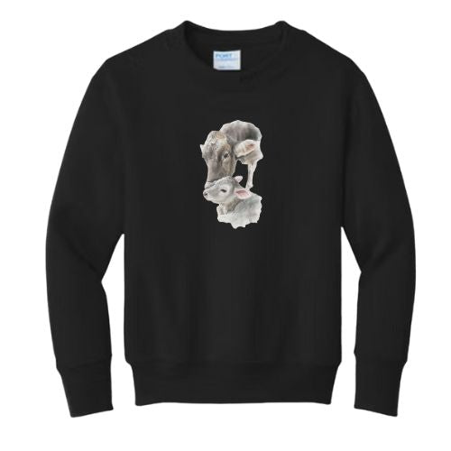 Brown Swiss Cow & Calf Crewneck- Youth