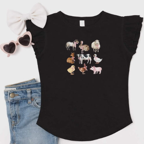 Farm Animals Flutter Sleeve T-Shirt