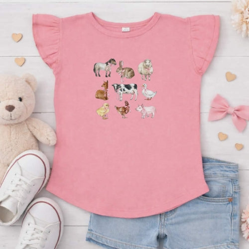Farm Animals Flutter Sleeve T-Shirt