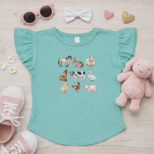 Farm Animals Flutter Sleeve T-Shirt
