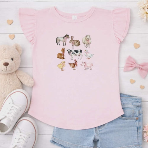 Farm Animals Flutter Sleeve T-Shirt