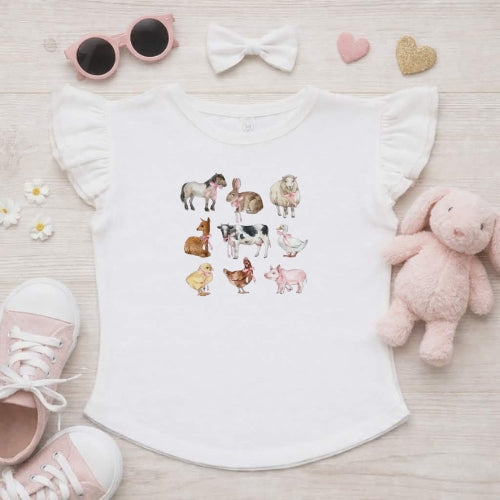 Farm Animals Flutter Sleeve T-Shirt