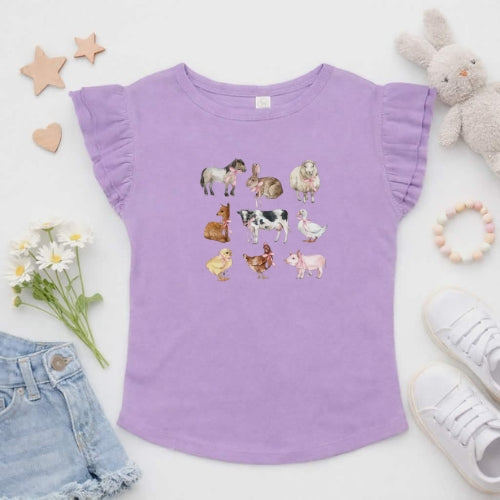 Farm Animals Flutter Sleeve T-Shirt