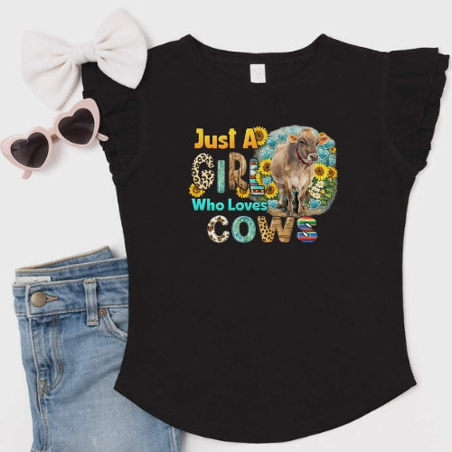 Just a girl who loves cows Flutter Sleeve T-Shirt