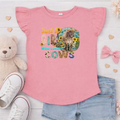 Just a girl who loves cows Flutter Sleeve T-Shirt