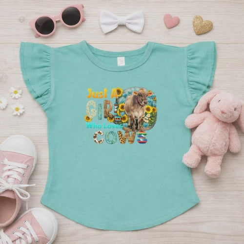 Just a girl who loves cows Flutter Sleeve T-Shirt