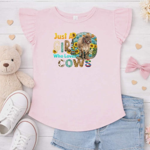 Just a girl who loves cows Flutter Sleeve T-Shirt
