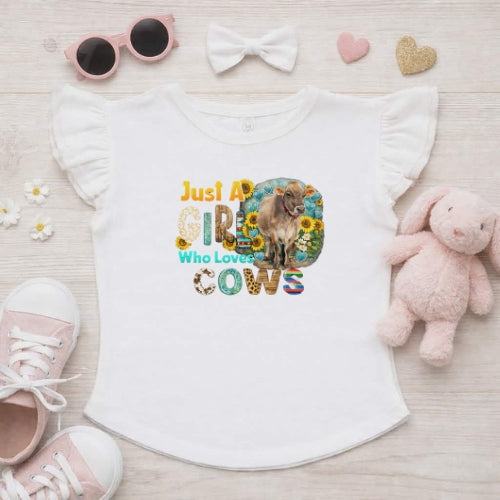 Just a girl who loves cows Flutter Sleeve T-Shirt