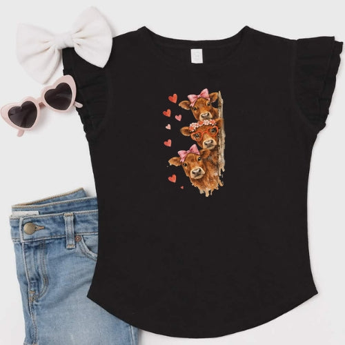 Jersey Peekaboo Flutter Sleeve T-Shirt