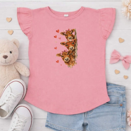 Jersey Peekaboo Flutter Sleeve T-Shirt