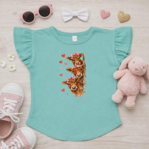 Jersey Peekaboo Flutter Sleeve T-Shirt