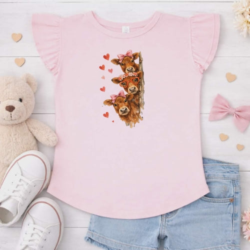 Jersey Peekaboo Flutter Sleeve T-Shirt