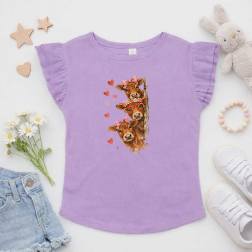 Jersey Peekaboo Flutter Sleeve T-Shirt