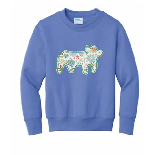 Floral Pig Crewneck-Youth