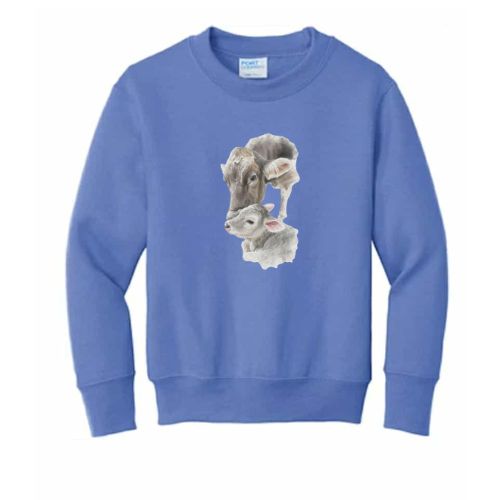 Brown Swiss Cow & Calf Crewneck- Youth
