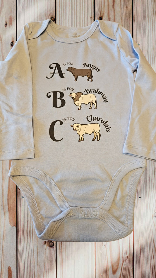 ABC cow onesie