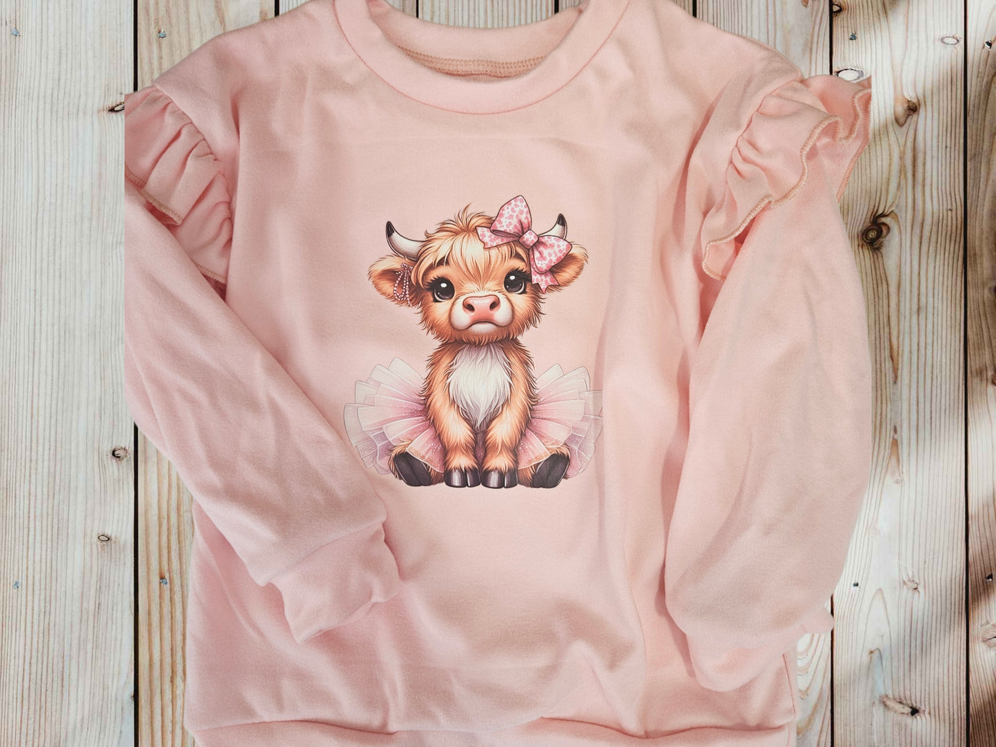 Flutter Sleeve Cute Highland Crewneck