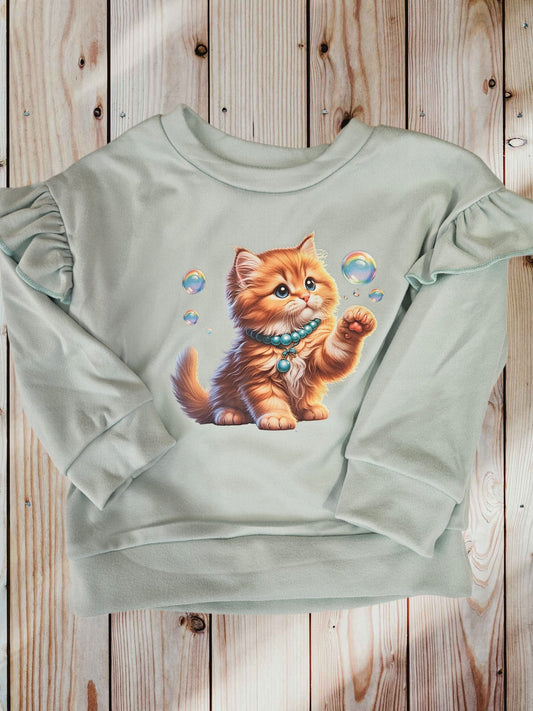 Cute Kitten Flutter Sleeve Sweater