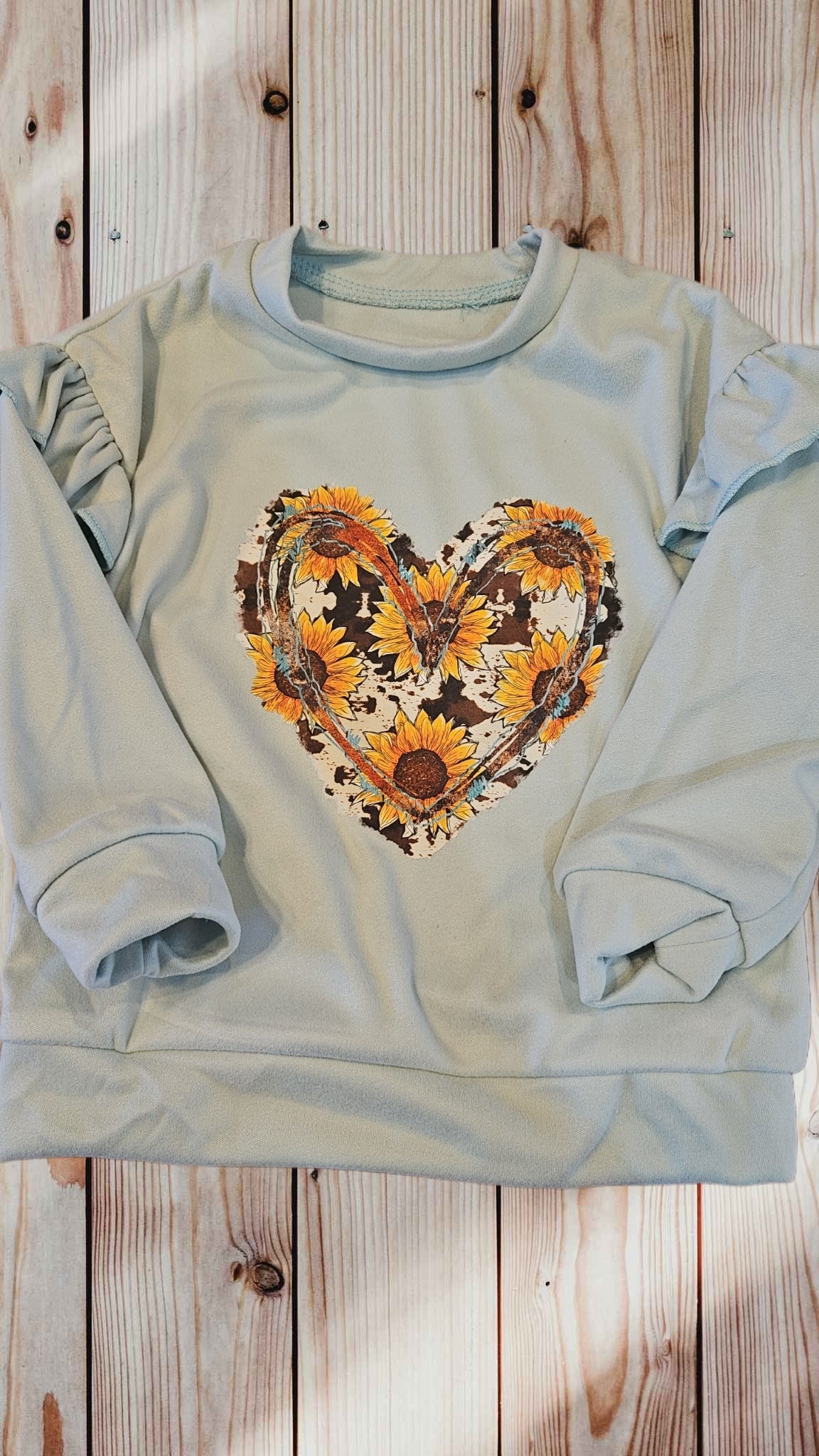 Sunflower Cowhide Heart Flutter Sleeve