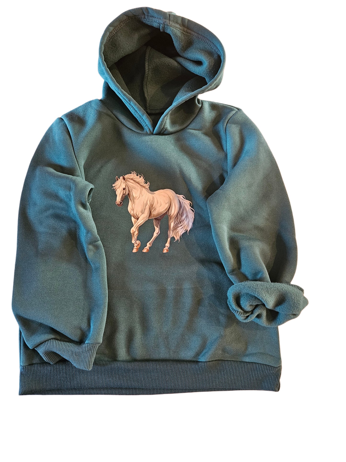 Forest Green Horse Graphic Hooded Sweatshirt