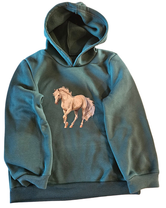 Forest Green Horse Graphic Hooded Sweatshirt