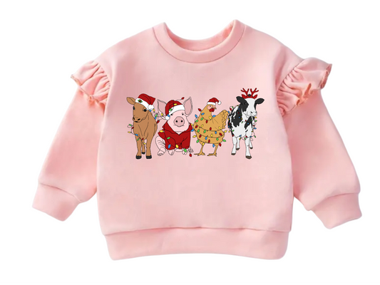 Christmas Animal Flutter Sleeve Sweater