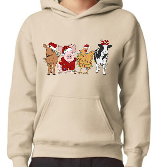 Farm Animal Christmas Hooded Sweatshirt