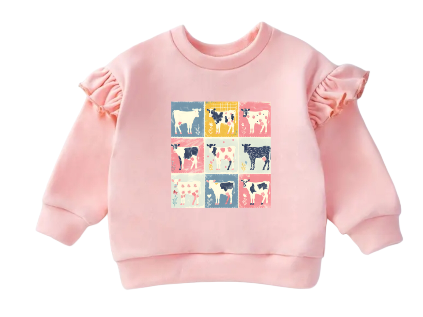 Cow Flutter Sleeve Sweater