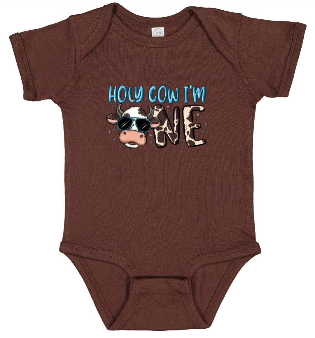 "Holy Cow I'm One" onesie