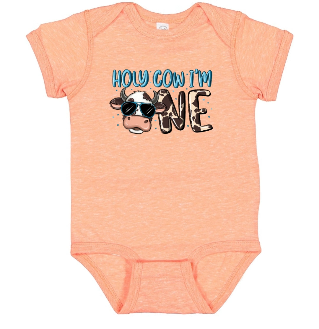 "Holy Cow I'm One" onesie