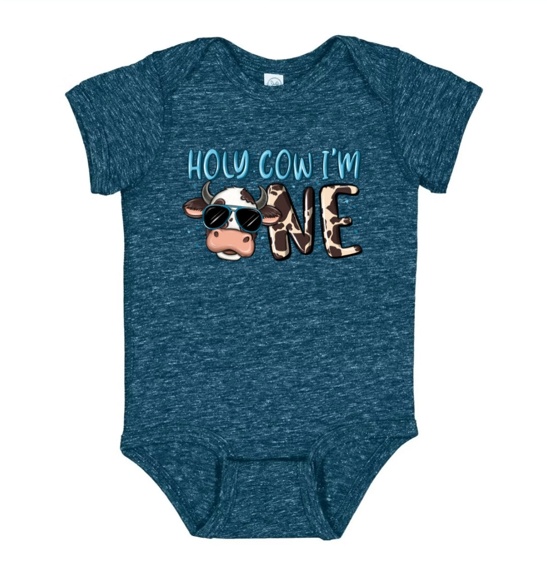 "Holy Cow I'm One" onesie